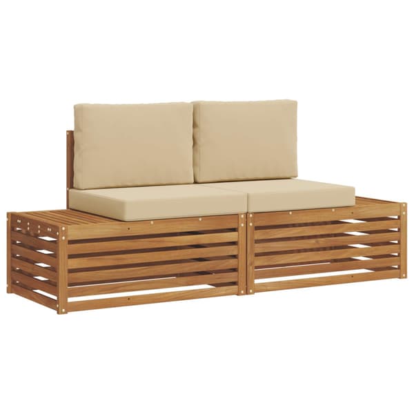 Utomhussoffset med kudde 2 Stycke Naturlig och Beige