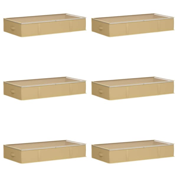 Förvaringslåda med transparent toppfönster 6 pcs Gräddvit