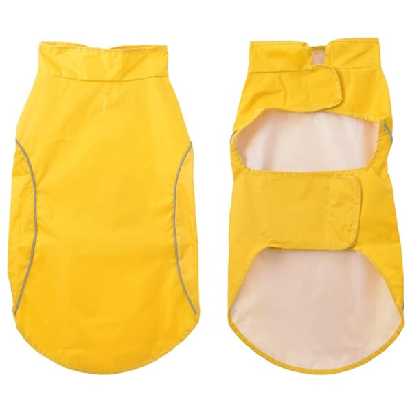 Regnrock för hundar med reflekterande remsor polyester gul L