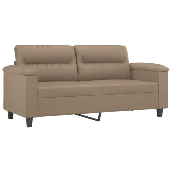 2-sits soffa med prydnadskuddar cappuccino 140 cm konstläder