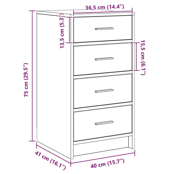 Sideboard med låda Vit 40 x 41 x 75 cm Konstruerat trä