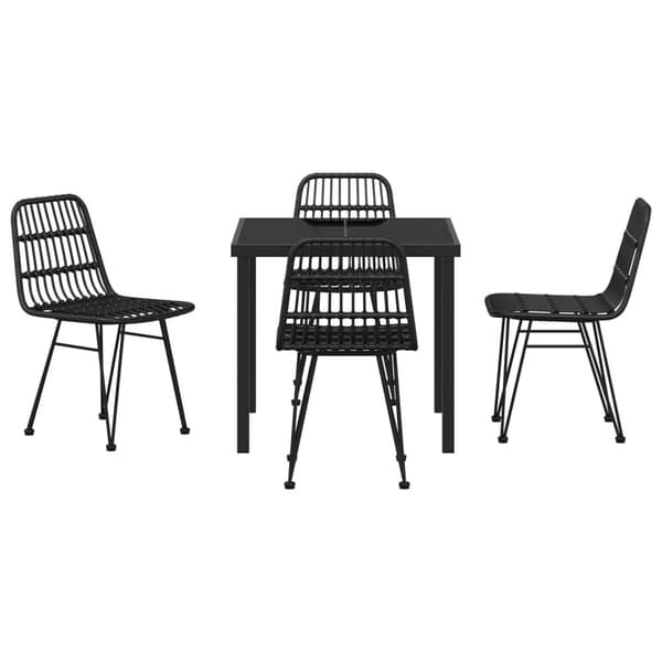 Trädgårdsmöbelset 5 pcs Svart Pulverlackerat stål
