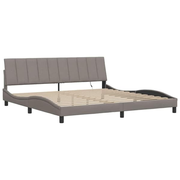 Bed Frame without Mattress "Hanko" Taupe 200x200cm Fabric