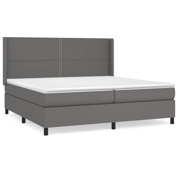 Ramsäng med madrass grå 200x200 cm konstläder