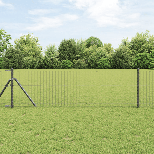 Stängselstolpe 2 pcs Grå 80 cm Pulverlackerad stål