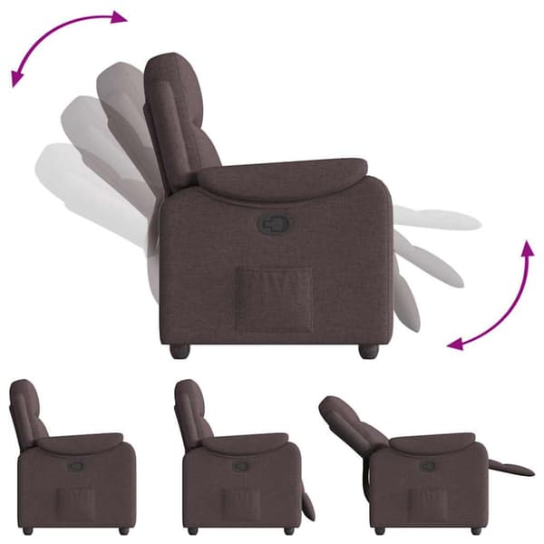 Reclinerfåtölj mörkbrun tyg
