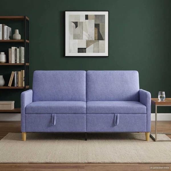 Soffa med förvaring Jeansblå 172 x 78 x 87 cm Polyester