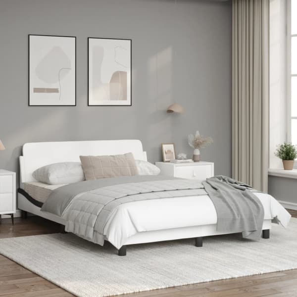 Bed Frame "Dover" White&Black 140x200 cm Faux Leather