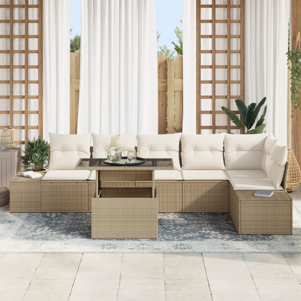 Trädgårdsoffset 7 st Beige konstrotting