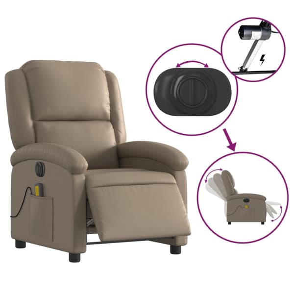 Elektrisk massagefåtölj cappuccino konstläder