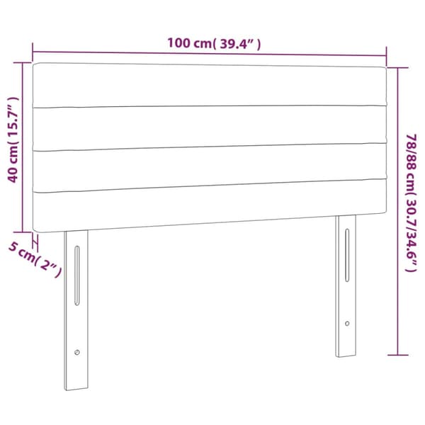 Sänggavel ljusgrå 100x5x78/88 cm sammet
