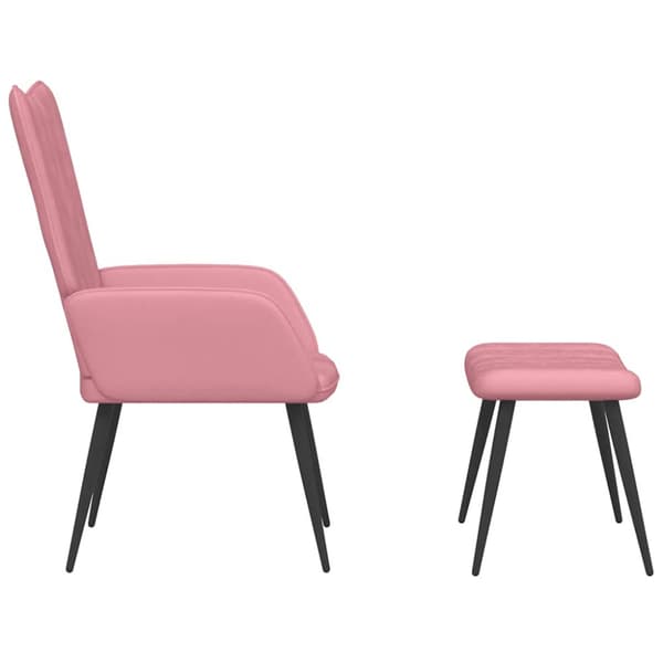 Vilstol med fotpall rosa sammet