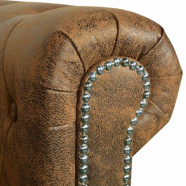 Chesterfield Soffa 3-Sits Brun Konstläder