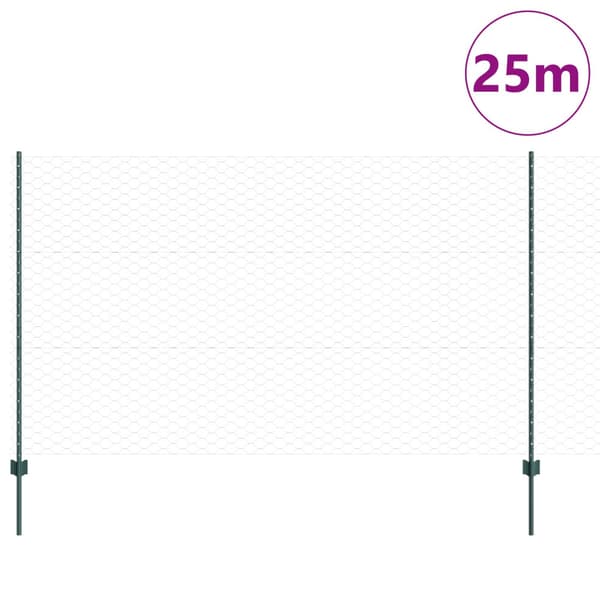 Stängsel med stolpe Grön 1,4 x 25 m Stål
