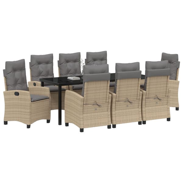 Trädgårdsmöbelset 9 st Beige konstrotting