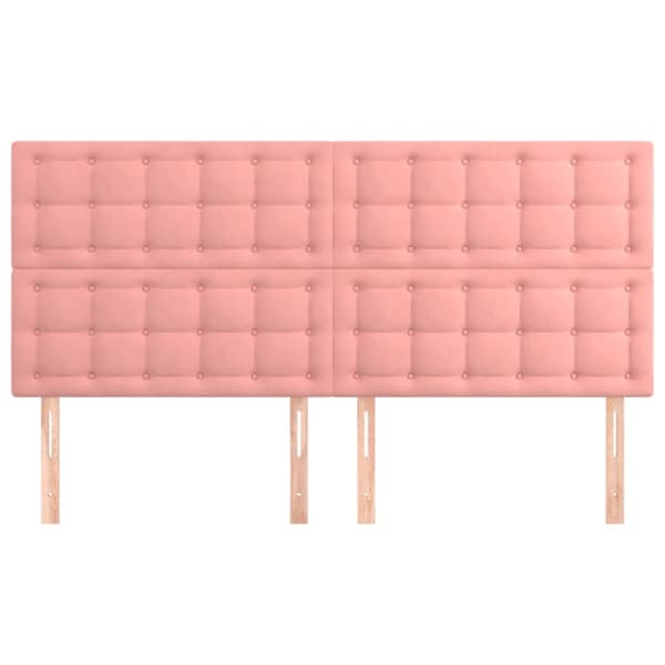 Sänggavel rosa 200x5x118/128 cm sammet