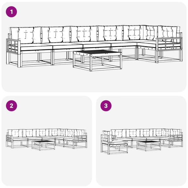 Utomhussoffset 7 pcs Vit och ljusgrå 79 x 79 x 37 cm Polyester