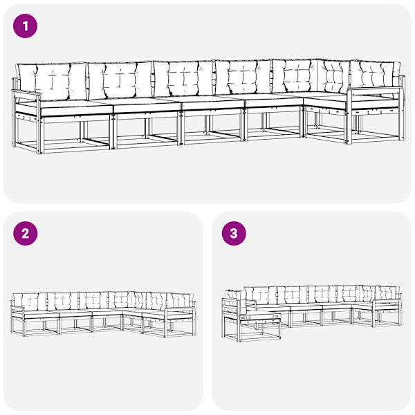 Utomhussoffset med kudde 6 pcs Vit och Beige Polyester