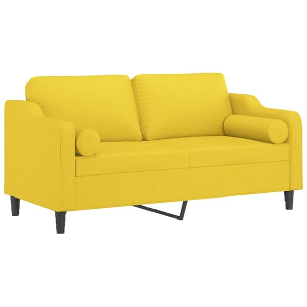 2-sits soffa med prydnadskuddar ljusgul 140 cm tyg