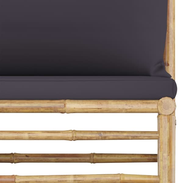 Loungegrupp för trädgården med mörkgrå dynor 7 delar bambu