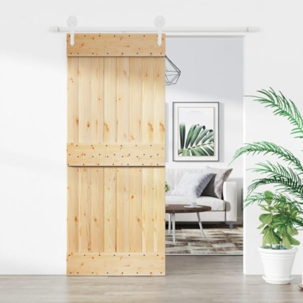 Skjutdörr med beslag 85x210 cm massiv furu