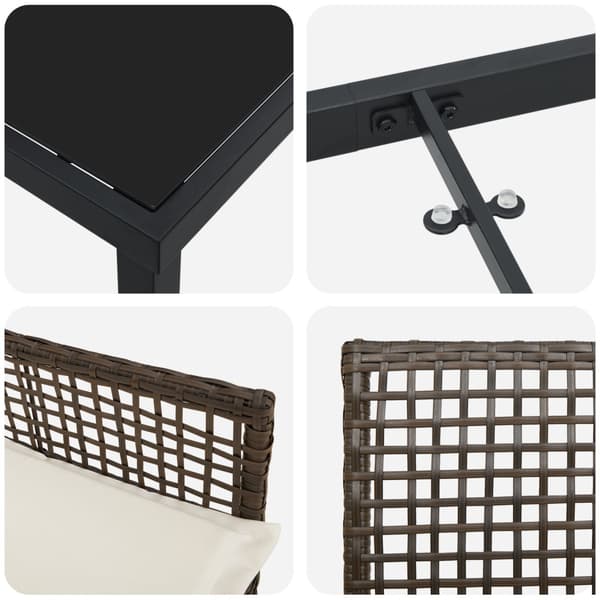 Trädgårdsmöbelset med kudde 5 pcs Brun konstrotting