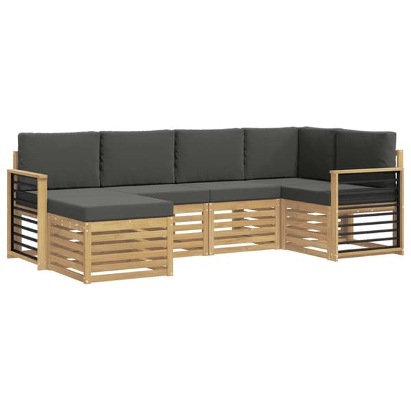 Utomhussoffset 6 pcs Vit och antracit Polyester