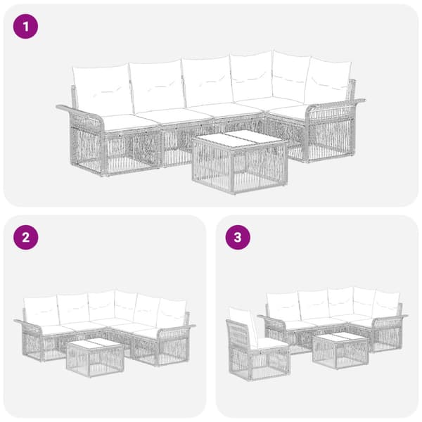 Trädgårdsoffset 6 pcs Svart konstrotting