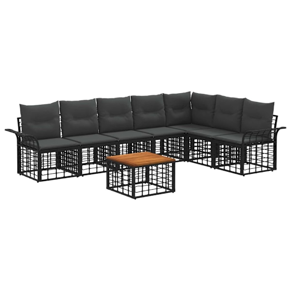 Utomhussoffset 8 pcs Svart och Mörkgrå Polyester