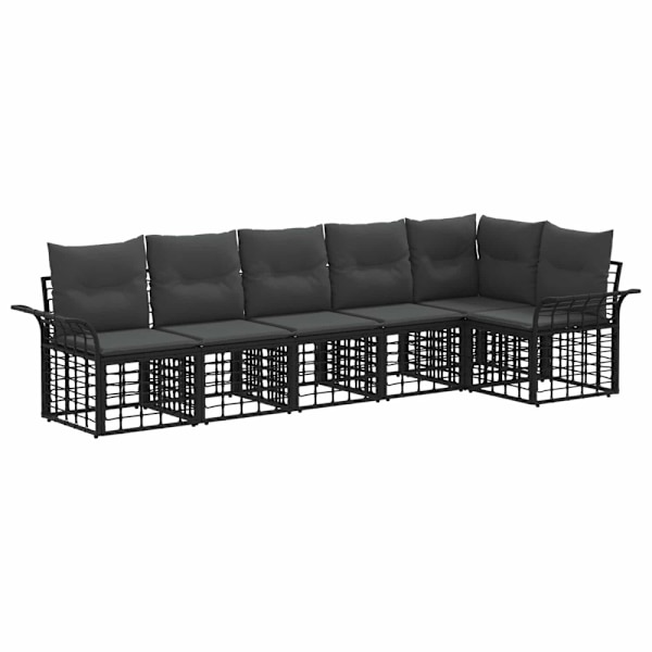 Utomhussoffset 6 pcs Svart och Mörkgrå Polyester