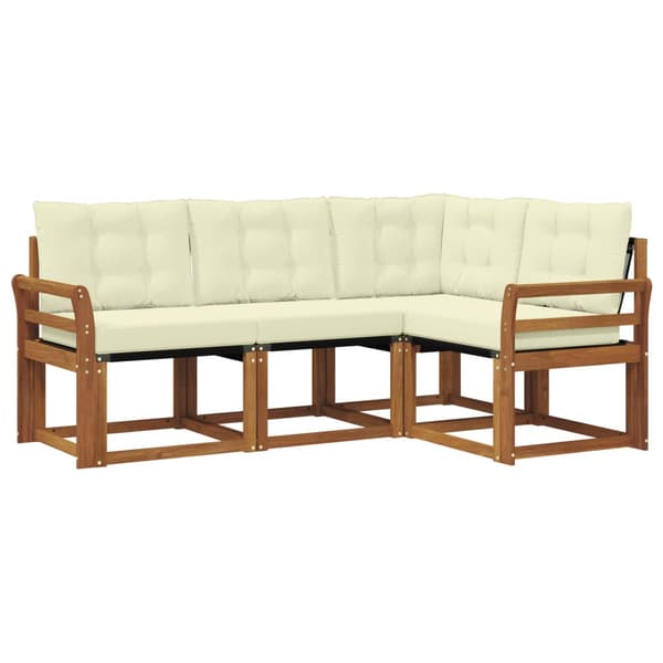 Utomhussoffset med kudde 4 pcs Naturlig och Grädde