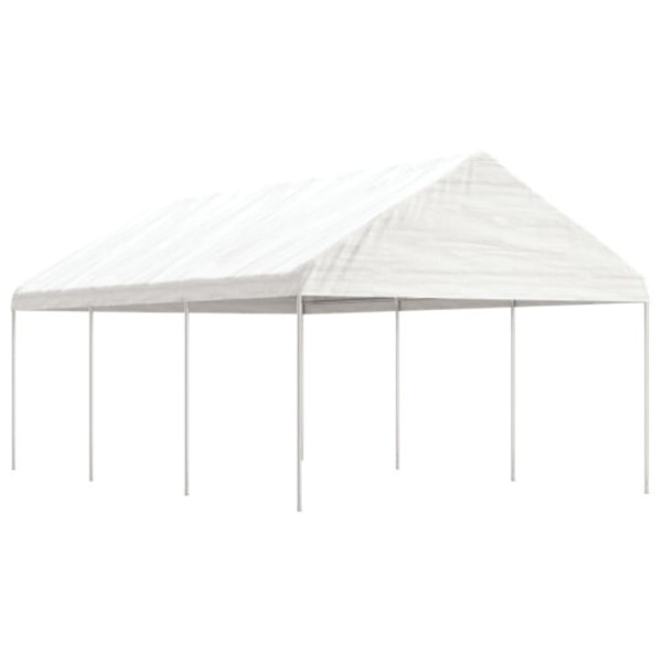 Paviljong med tak vit 6,69x4,08x3,22 m polyeten