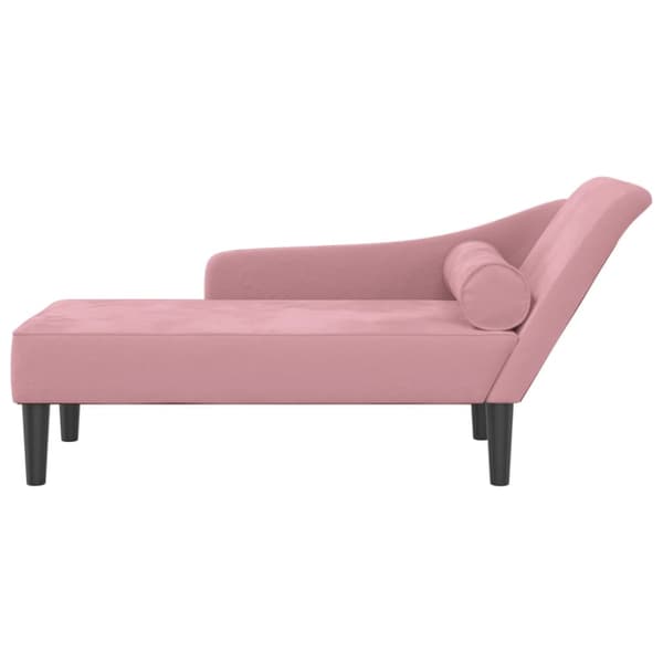 Schäslong med dynor rosa sammet