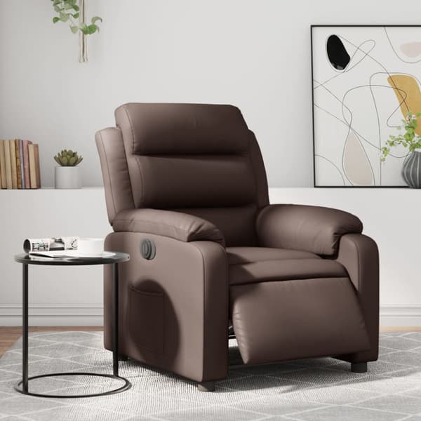 Elektronisk reclinerfåtölj brun konstläder