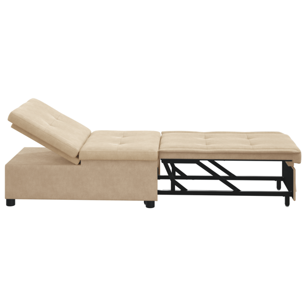 Pull Out Sofa Bed Kräm 194 x 67 x 82 cm Mikrofiber