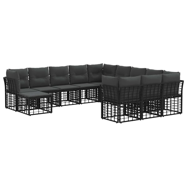 Utomhussoffset 12 pcs Svart och Mörkgrå Polyester