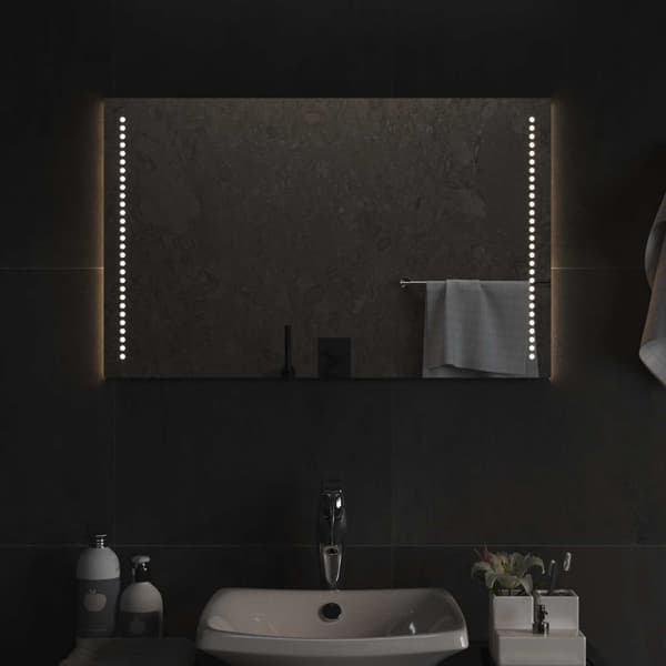 LED Badrumsspegel Transparent 80 x 50 cm härdat glas