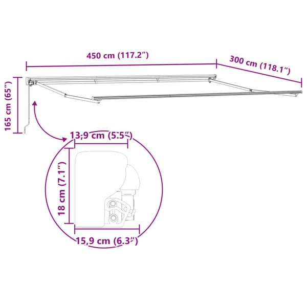 Markisram Justerbar Antracit 4,5 × 3 m Stål