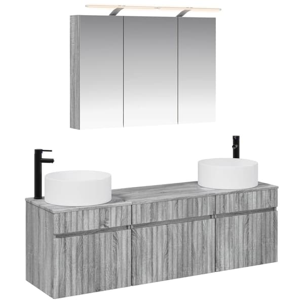 Badrumsskåpsset 4 pcs Grå Sonoma 100 x 14,5 x 70 cm