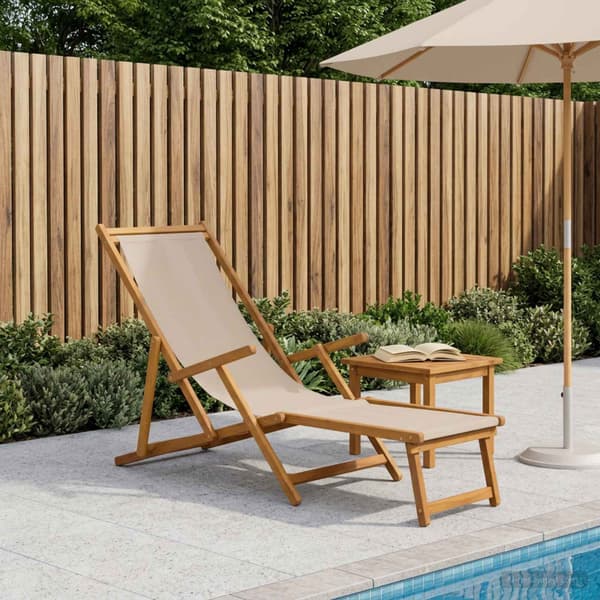 Hopfällbar solstol Massiv Eukalyptus Trä Beige