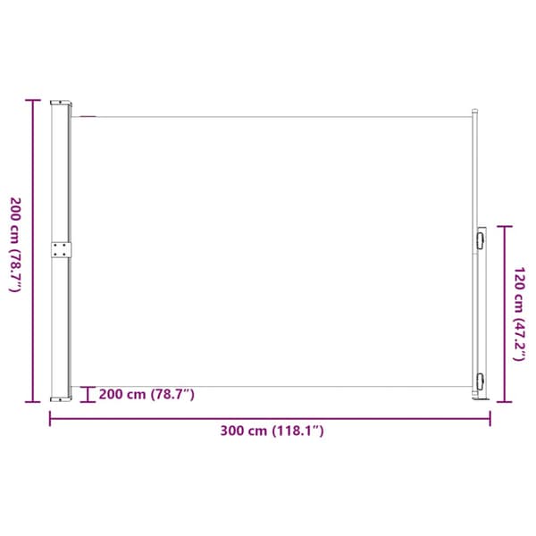 Infällbar sidomarkis 200x300 cm svart