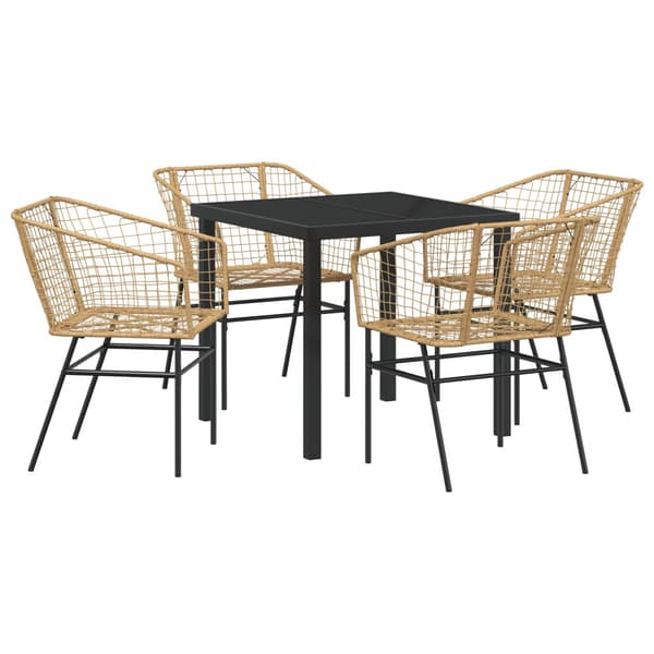 Trädgårdsmöbelset 5 pcs Brun konstrotting