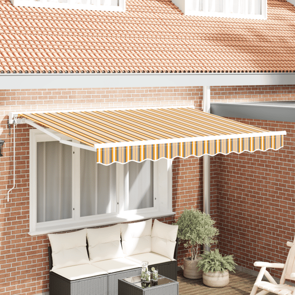 Markisram Gul och Grå 300 x 200 cm Polyester med PU-beläggning