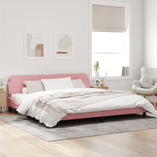 Bed Frame "Dover" Pink 200x200 cm Velvet