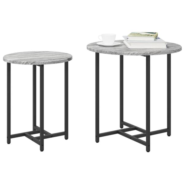 Sidobordsset 2 pcs Grå Sonoma och Svart