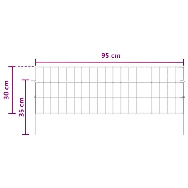 Trädgårdsstängsel med pålar 48 pcs 95 x 30 cm Mesh Silver