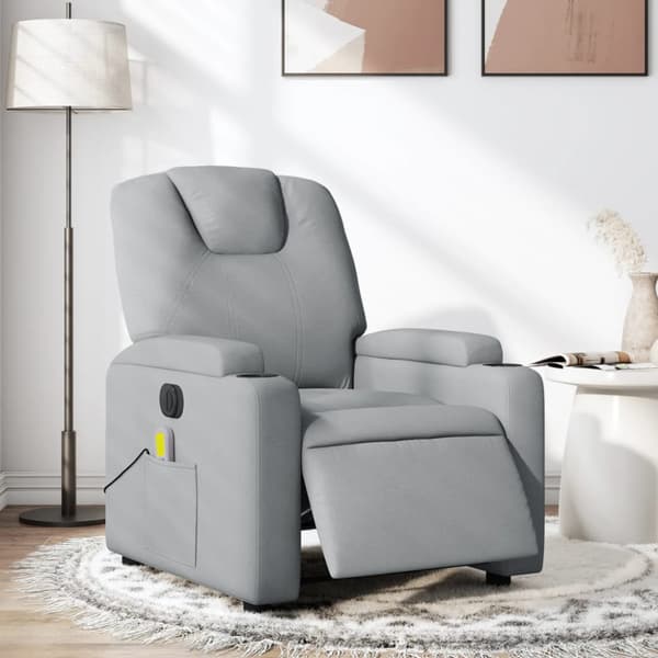 Elektrisk massagefåtölj ljusgrå tyg