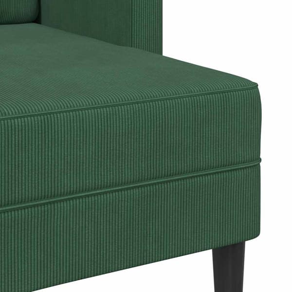2-sitssoffa med schäslong L-formad mörkgrön 125 cm linne