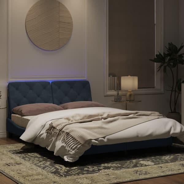 Bed Frame with LED without Mattress Dark Grey 140x200 cm Velvet