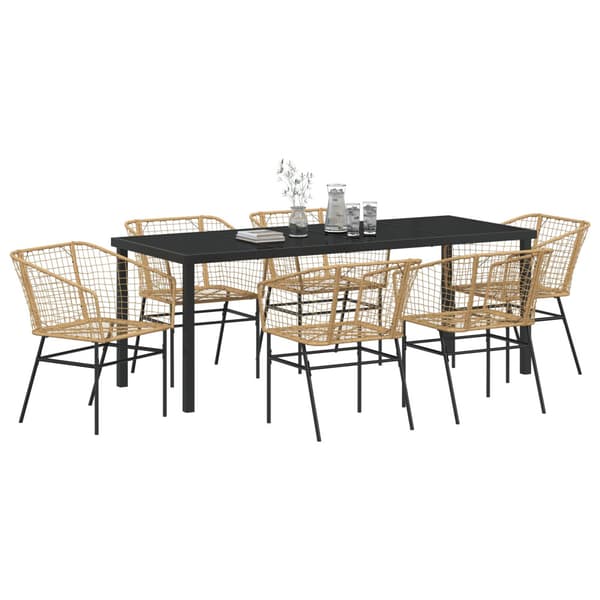 Trädgårdsmöbelset 7 pcs Brun konstrotting
